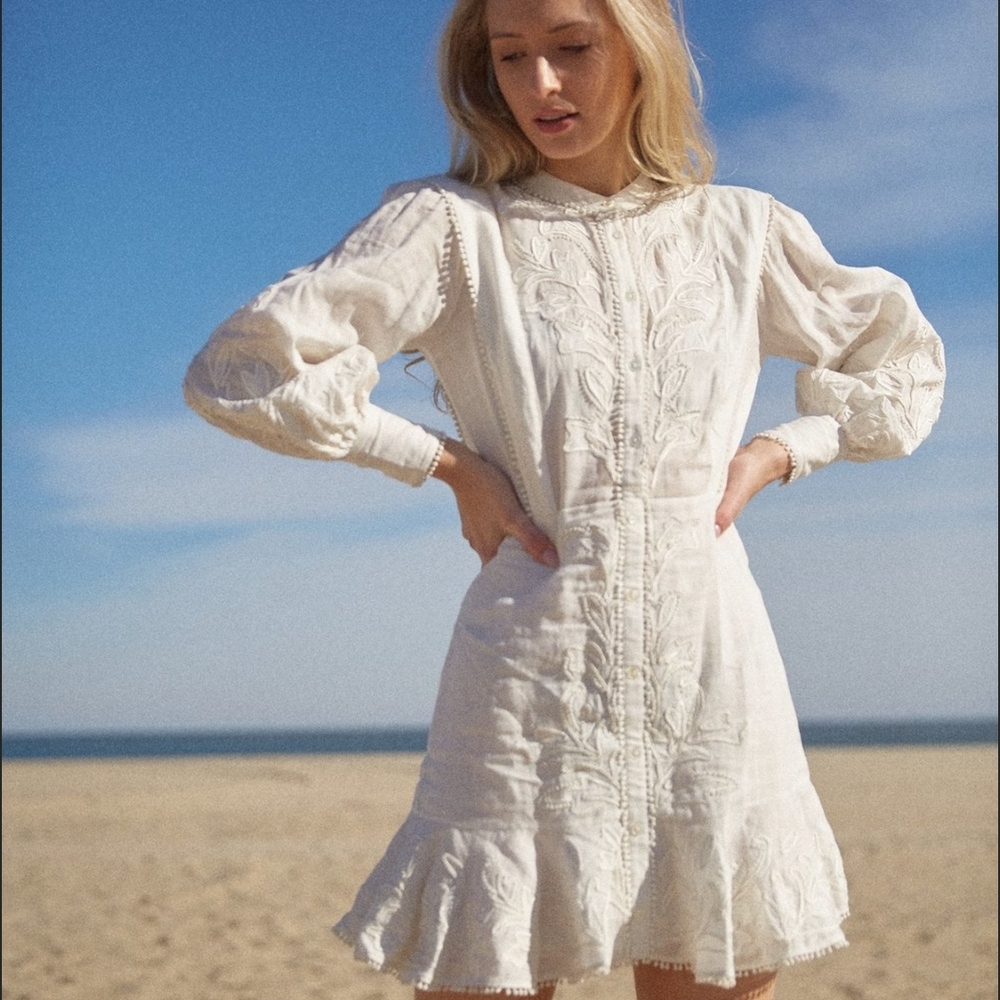 Veronica Beard Cream Long Sleeve Dress